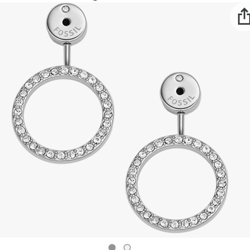 FOSSIL crystal earring ear jackets stainless steel